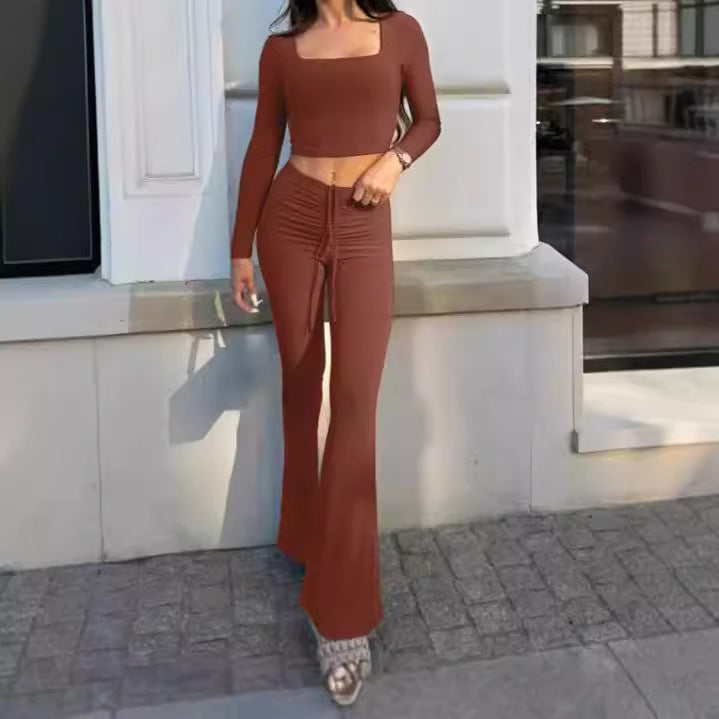 Women High-Waisted Jogger and Sports Crop Top Set Lune London