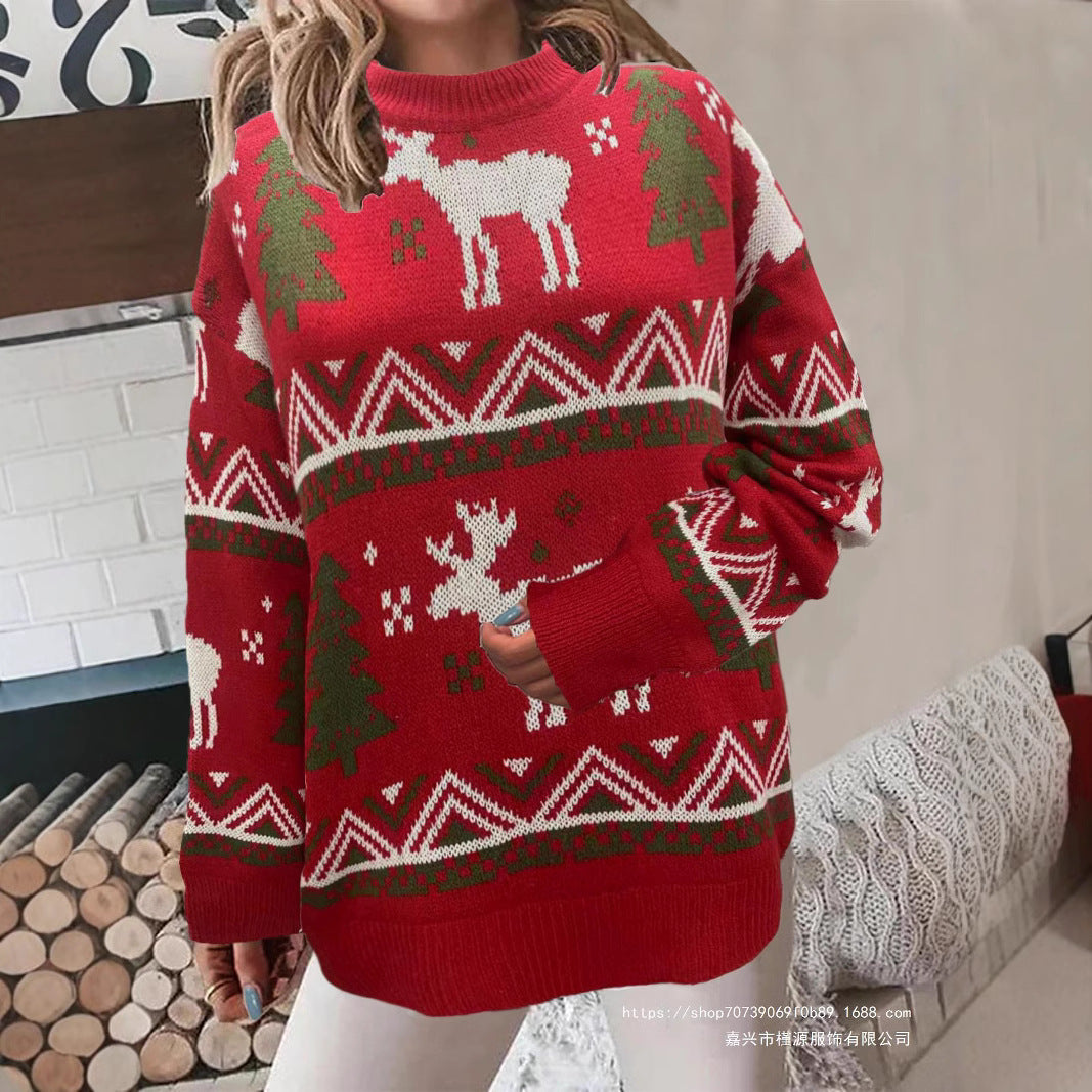 Comfortable Christmas sweater for ladies with festive pattern and high cut Lune London