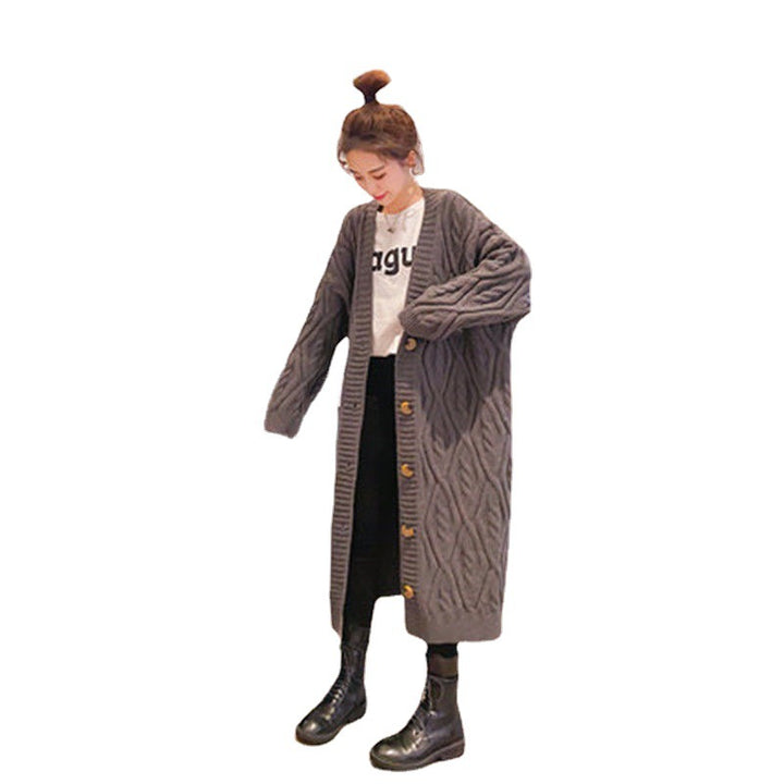 Ladies chunky knit cardigan with button ornament XL and oversized casual chic cut