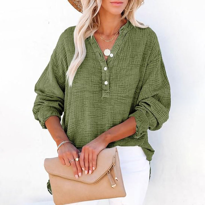 Femme Chemise oversize décontractée avec patte de boutonnage Chic und Stil