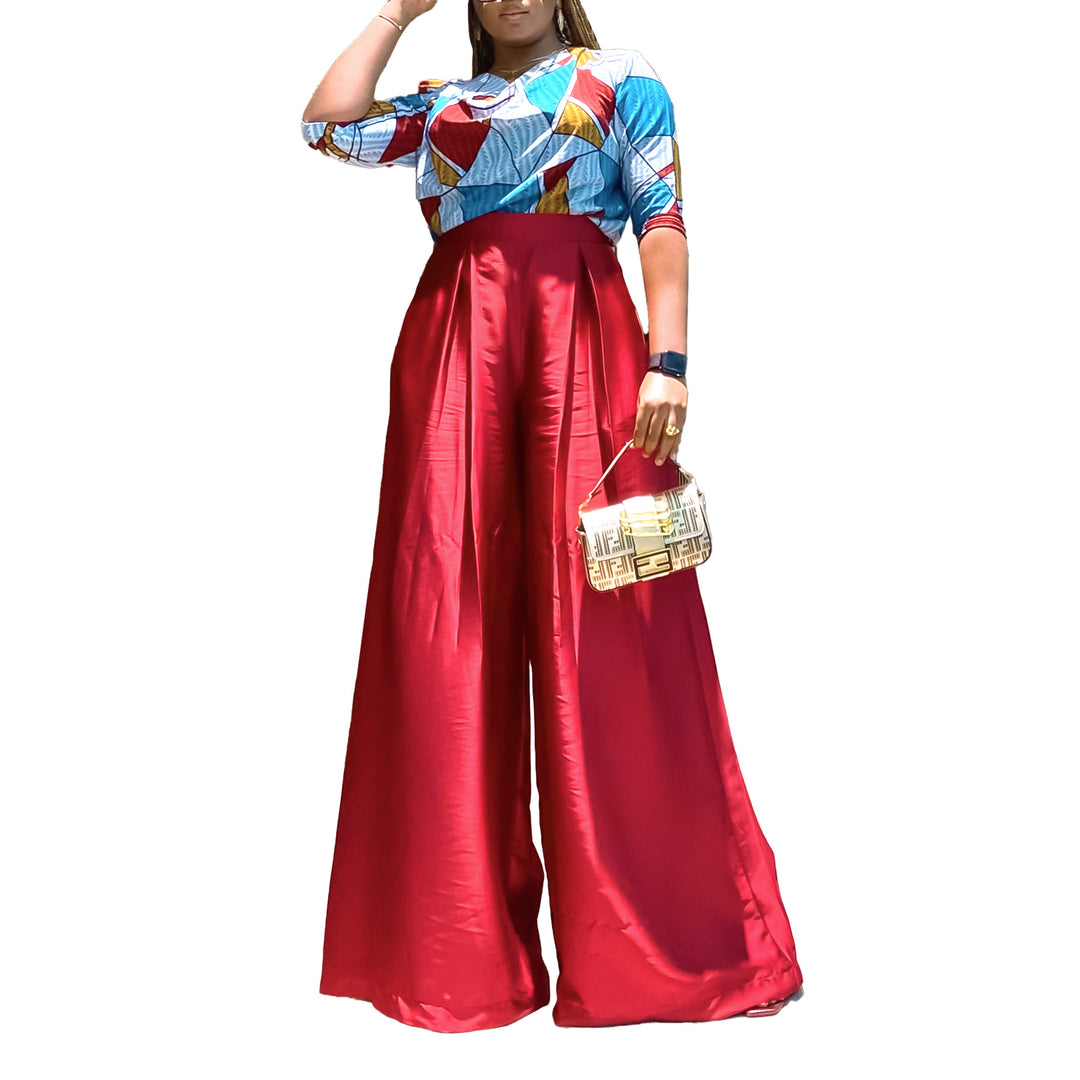 Ladies Elegant Jumpsuit with striking geometric pattern and wide leg Lune London