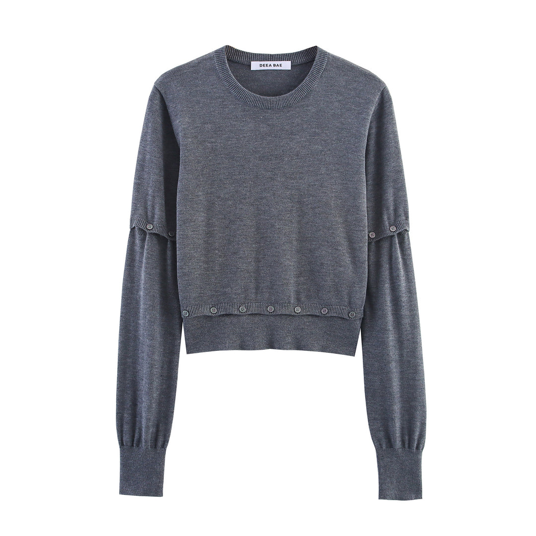 Trendy cropped sweater for women with button details Lune London