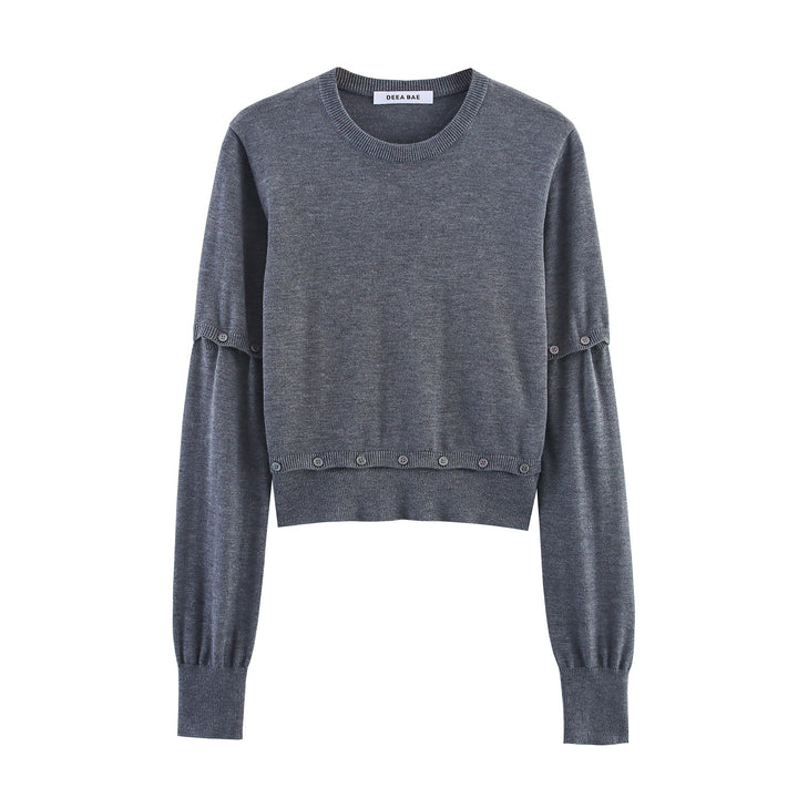 Trendy cropped sweater for women with button details Lune London
