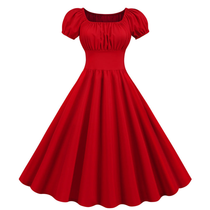 A-line dress for women with puff sleeves and a belt Lune London