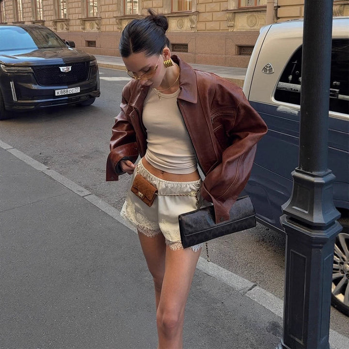 Casual faux leather jacket for women in oversized style Lune London