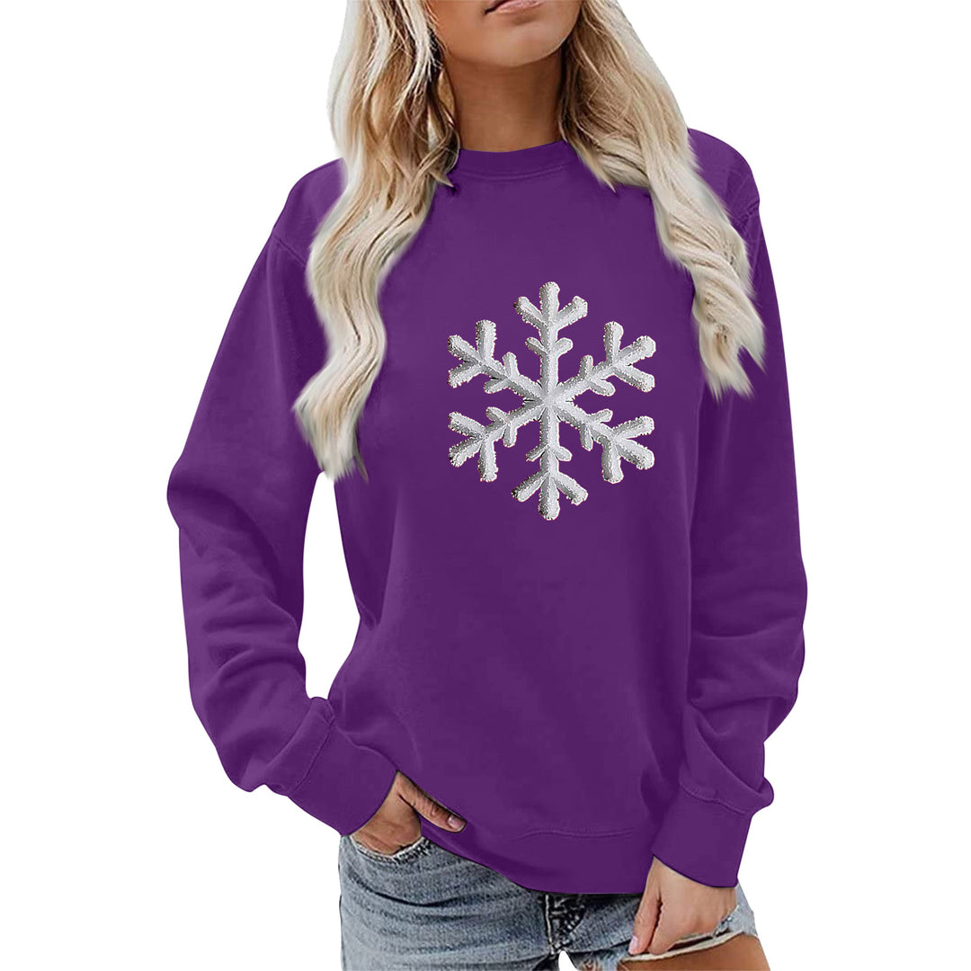 Sweat-shirt pour femmes avec design de flocon de neige brillant et coupe décontractée Chic & Stil