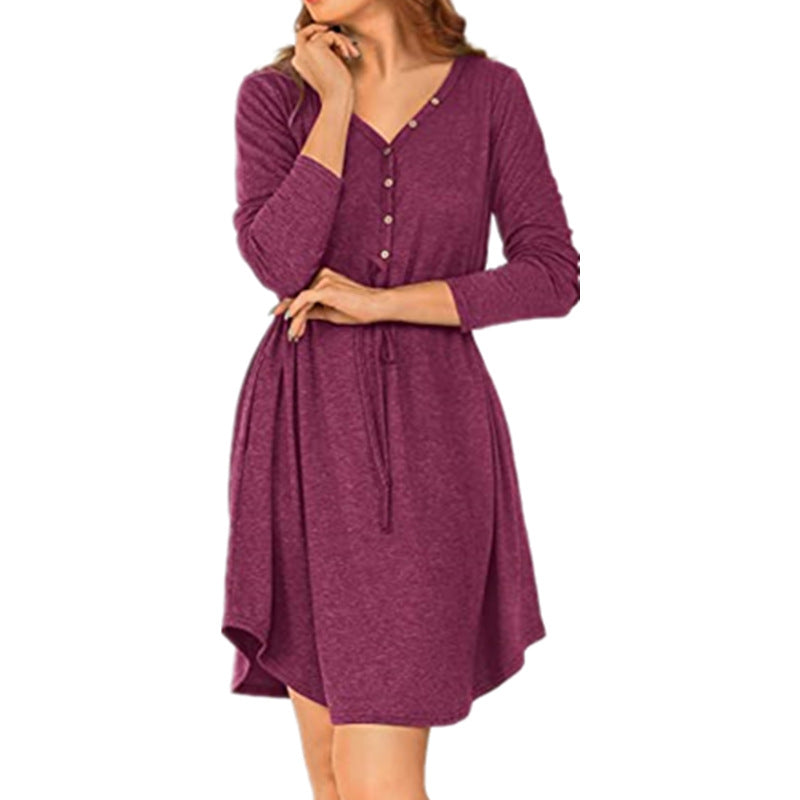 Casual wrap dress for women with button details and drawstring waist Lune London