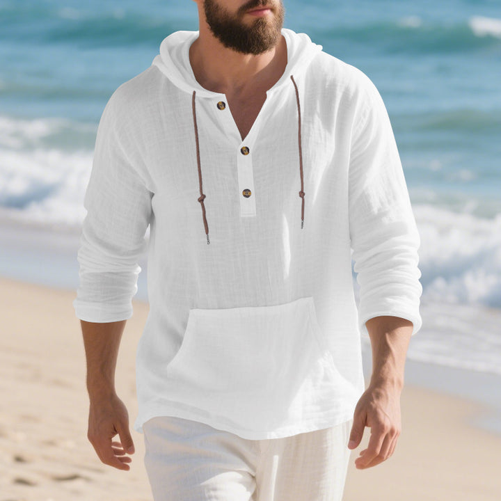 Men's casual hoodie with button placket and practical kangaroo pocket Chic and style