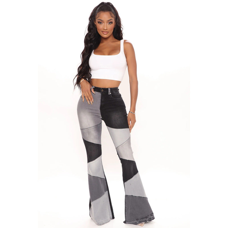 Flared jeans for women with elegant patchwork design Lune London