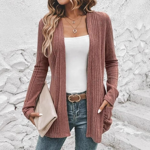 Knit jacket for women with open design and practical pockets Lune London