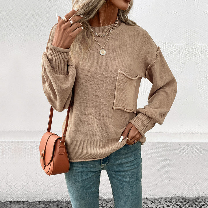 Casual sweater for women with decorative pocket application Lune London