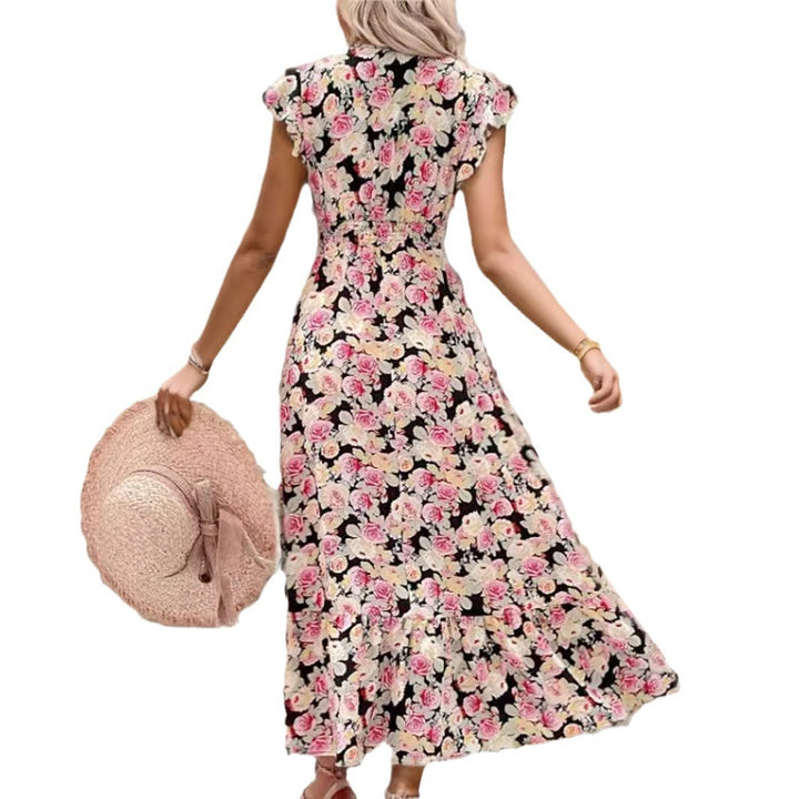 Ladies Elegant Floral High Split Maxi Dress Lune London