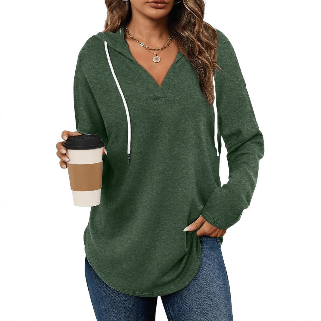 Women's casual hoodie with V-neck and long sleeves Lune London