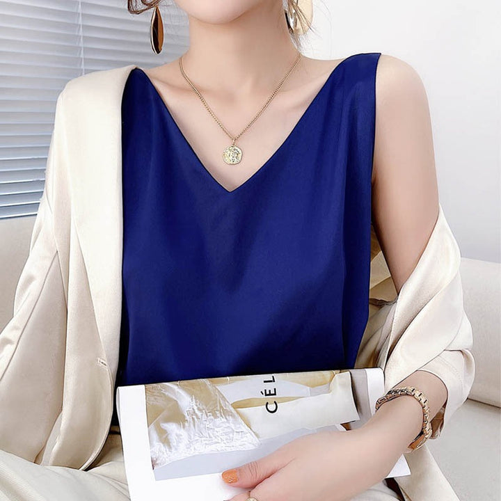 Women V-neck Satin Blouse Lune London