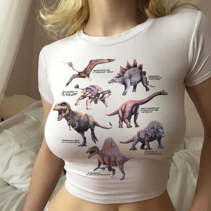 T-shirt pour femmes avec un design de dinosaure créatif Chic & Stil