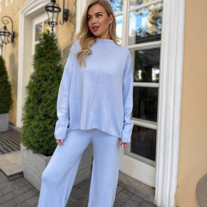 Women Elegant and Casual Lounge Set with a Loose Top and Flared Pants Lune London