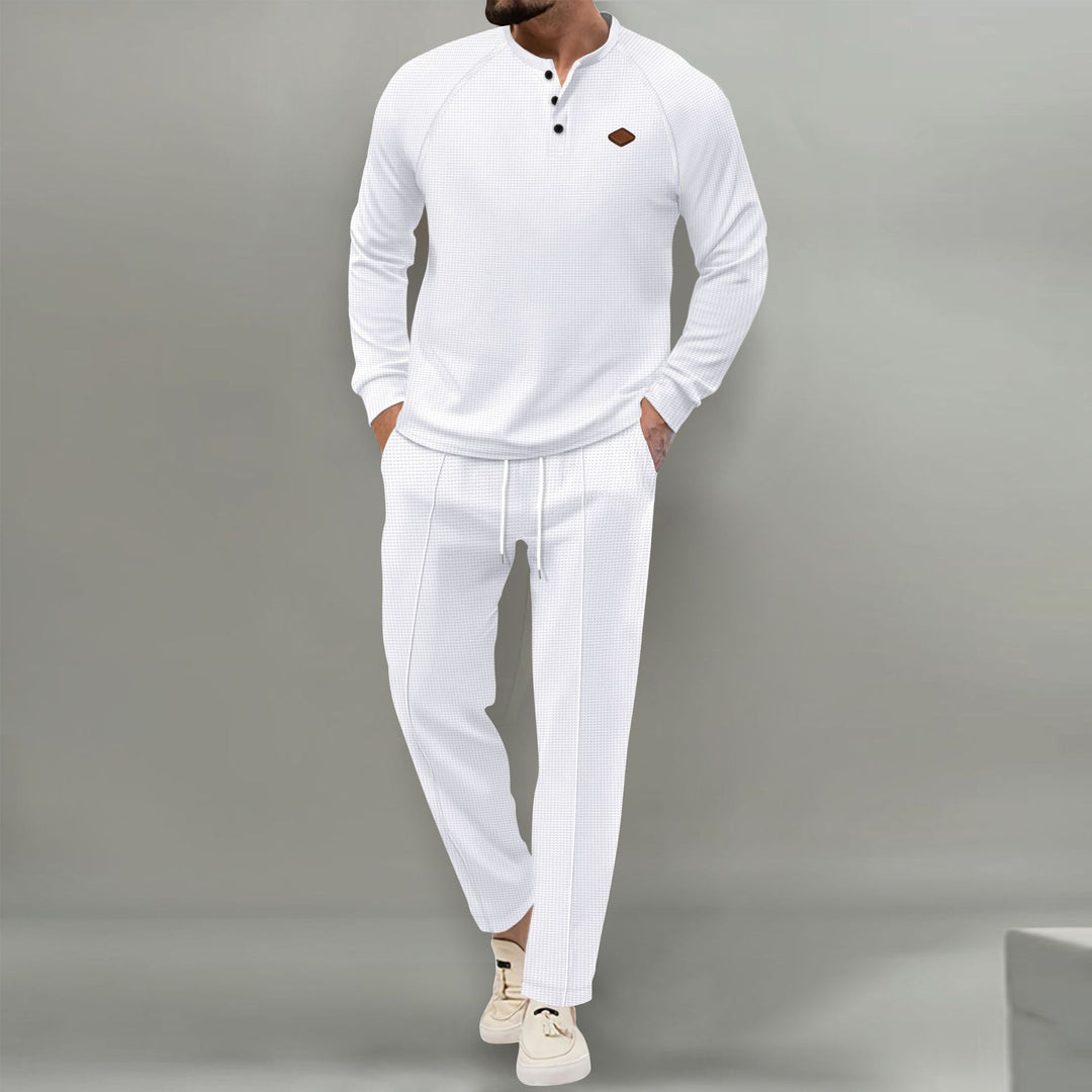 Casual long sleeve shirt for men with button placket and stylish jogger pants Lune London