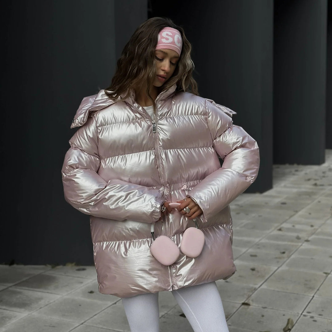 Lady padded jacket with reflective material and stylish design Lune London