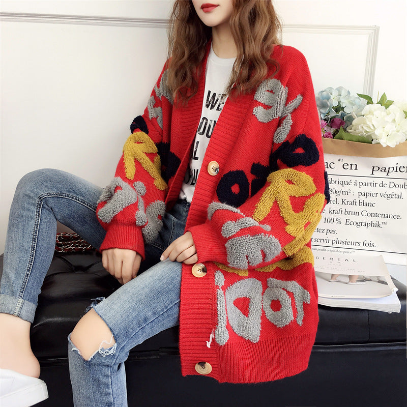 Knitted jacket for women with unique 3D details and large buttons Lune London