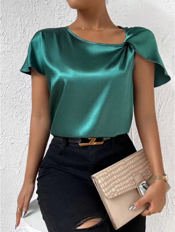 Lune London | Satin Twist Solid Color Loose Versatile Top