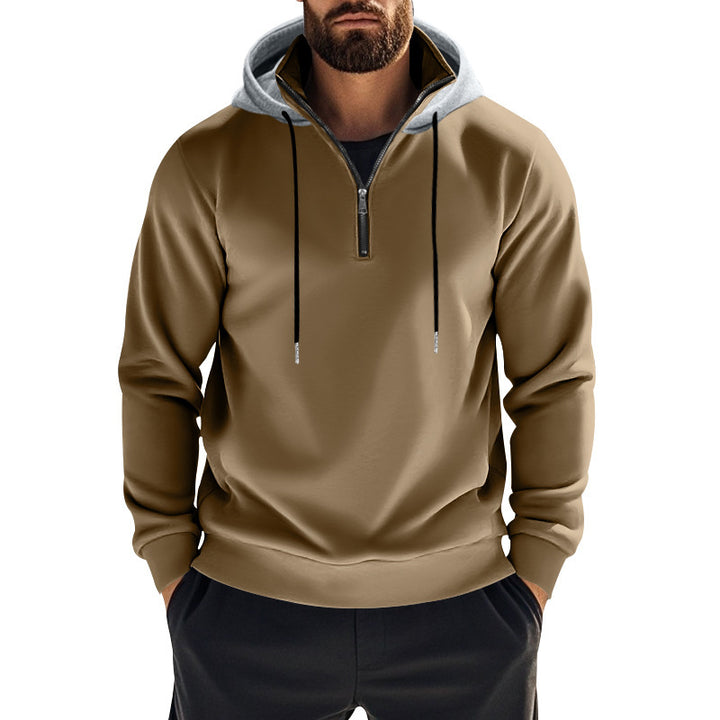 Men's modern hoodie with half zipper and kangaroo pocket Lune London
