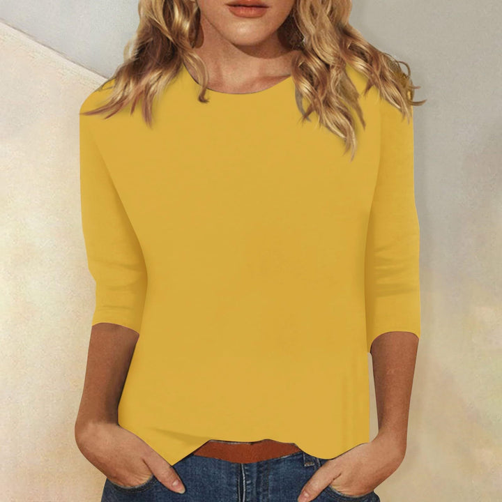 Women's Casual Top with Elegant 3/4 Sleeves and Curved Hem Lune London