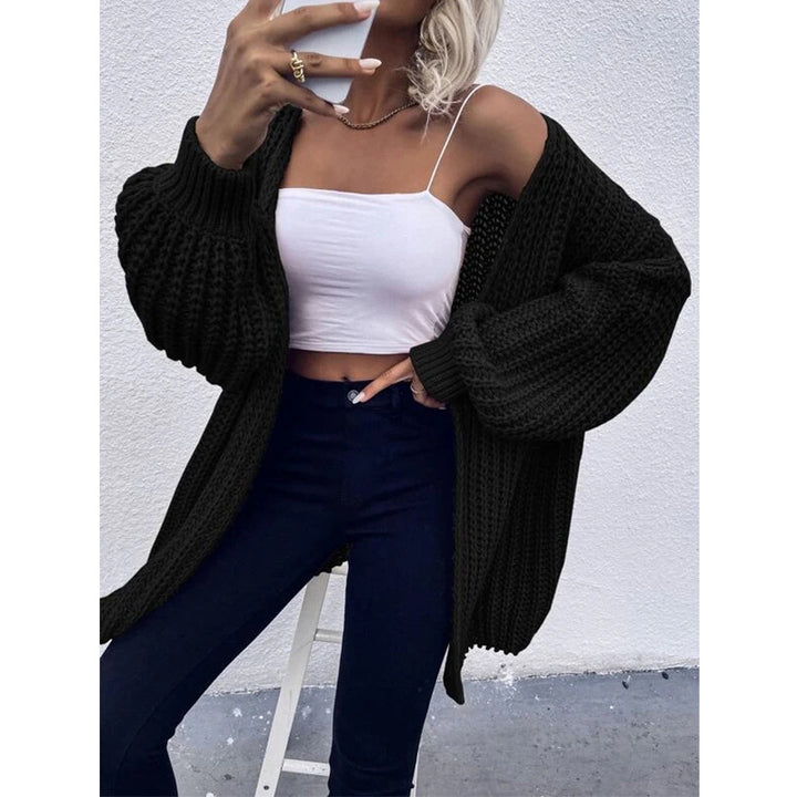 Thick knit jacket for women with oversized sleeves and front opening Lune London