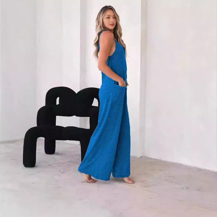 Ladies Casual Jumpsuit with Wide Legs and Practical Pockets Lune London