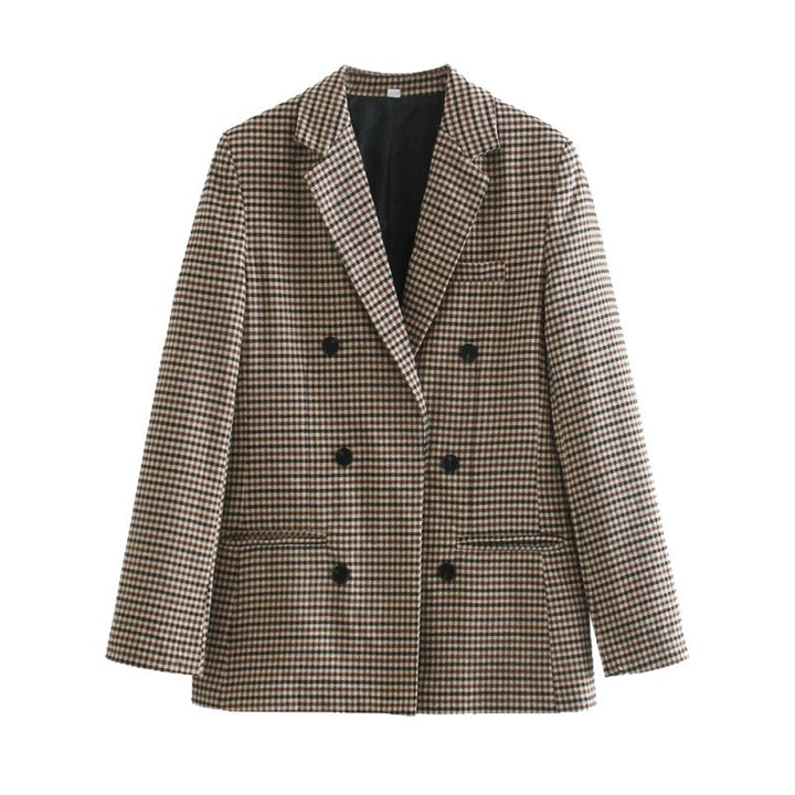 Plaid blazer jacket for women with double-breasted closure and ideal fit Lune London