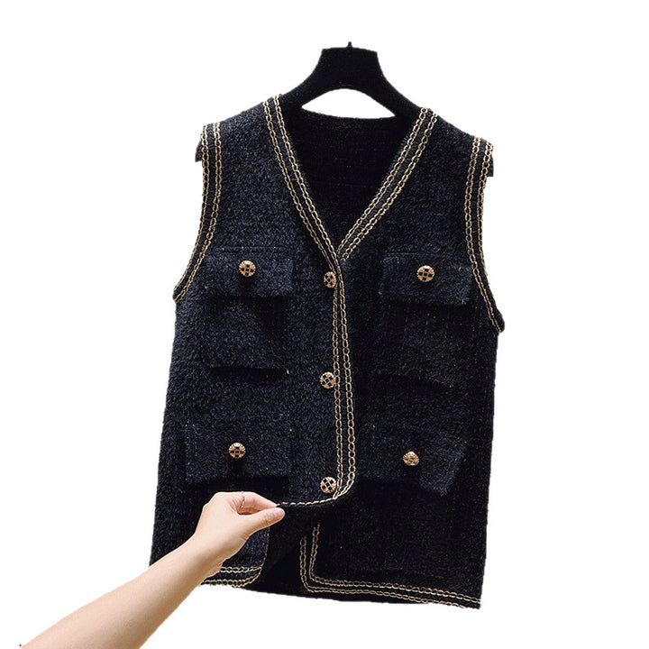 Gilet en tricot pour femmes avec boutons décoratifs et poches pratiques Chic & Stil