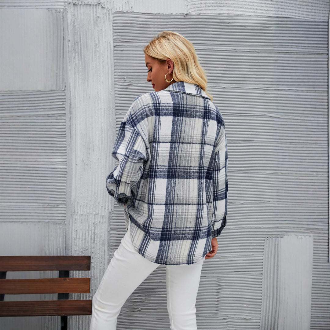 Women's checked overshirt made of high-quality flannel with practical pockets Lune London