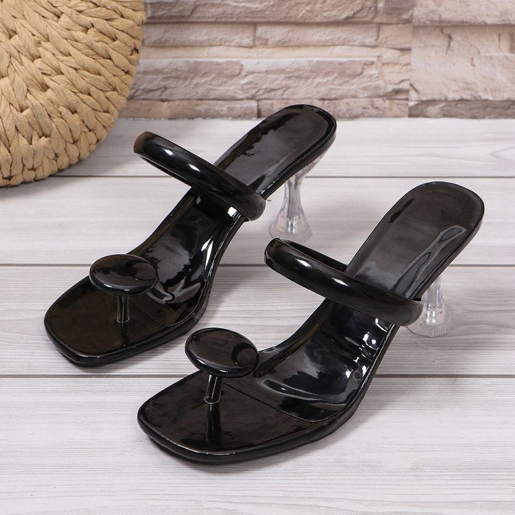 Elegant sandals for ladies with a transparent heel and chic stylish design