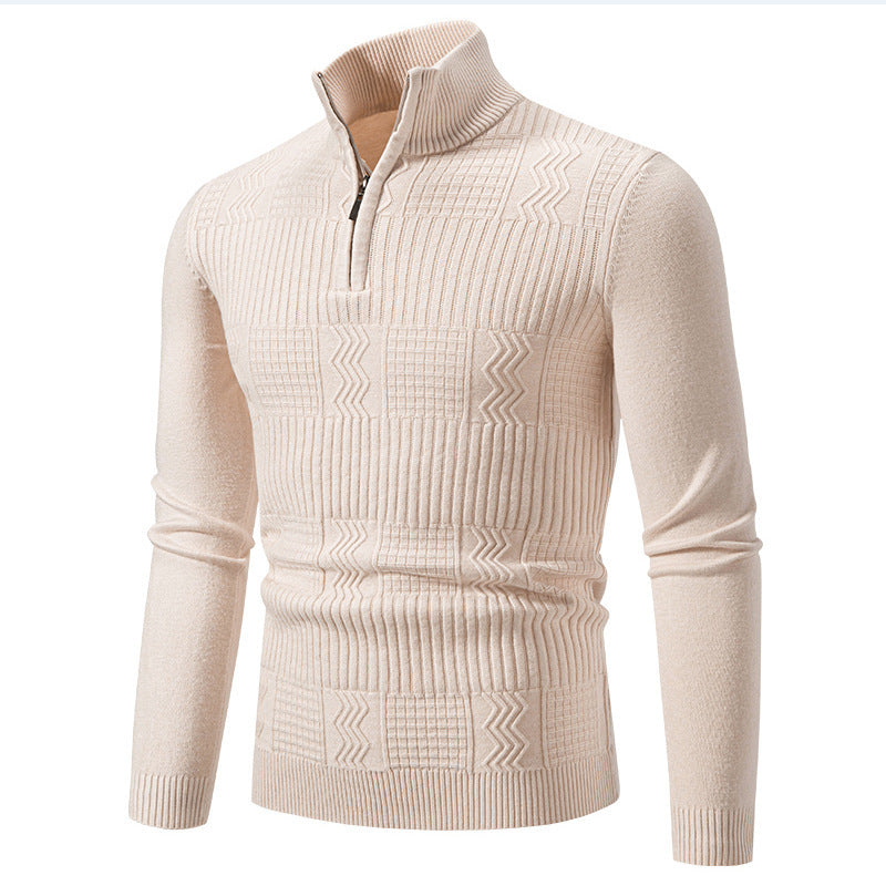 Knitted sweater for men with high collar and zipper Lune London