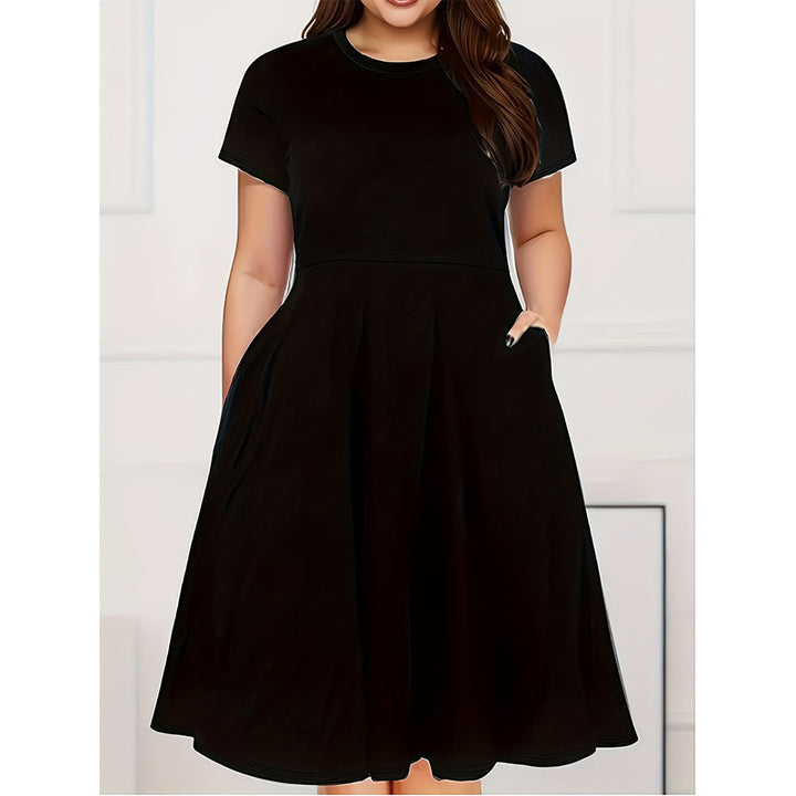 Midi dress for women with side pockets and flared skirt Lune London