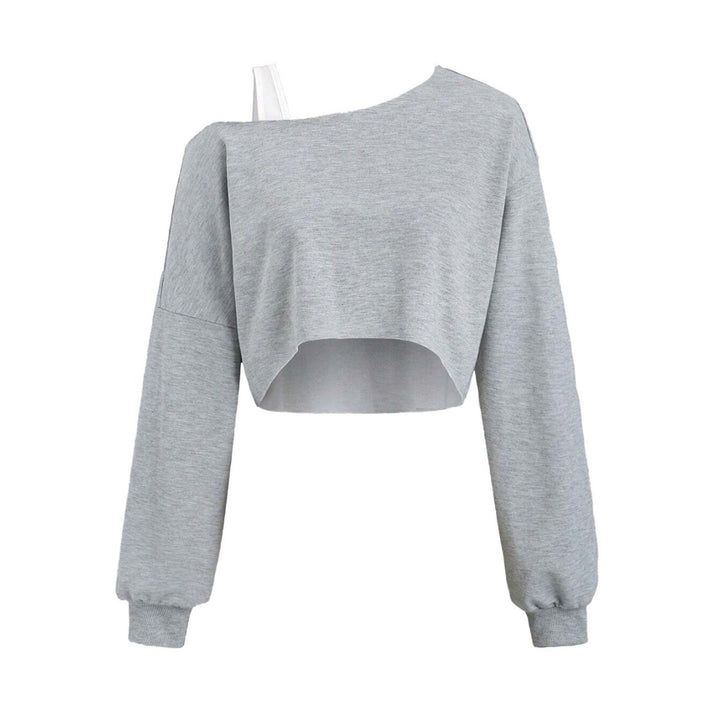 Short sweatshirt for women with asymmetric design and voluminous sleeves Chic & Stil