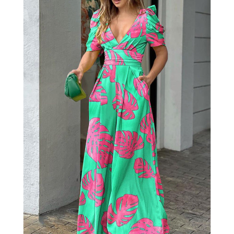 Tropical Floral Printed Maxi Dress Women Chic and Style