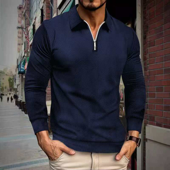 Fleece pullover for men with a high collar and an innovative structured design Lune London