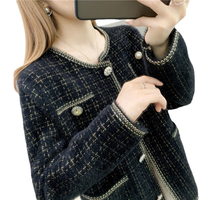 Elegant women's knit cardigan with beaded decorations Lune London