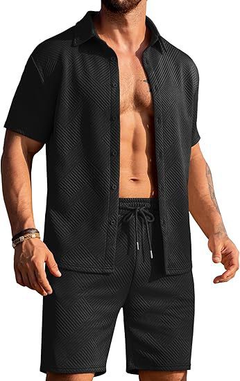 Modern shorts for men and top set with textured design Lune London