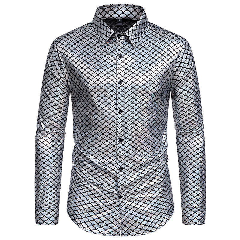 Shiny long sleeve shirt for men with fish scale design Lune London