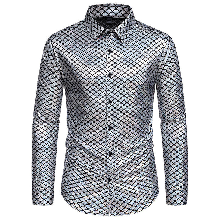 Shiny long sleeve shirt for men with fish scale design Lune London