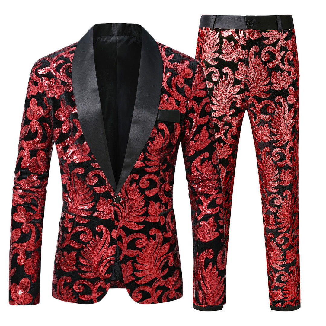 Sparkling tuxedo suit for men with floral sequin patterns Lune London