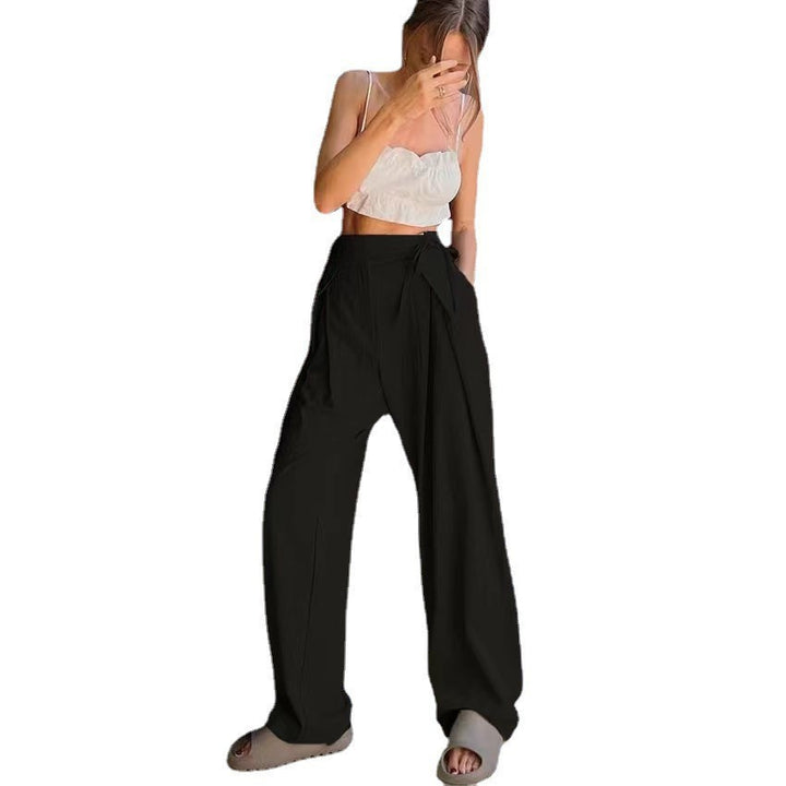 High-waisted wide-leg pants for women with drawstring and elegant pleats Lune London
