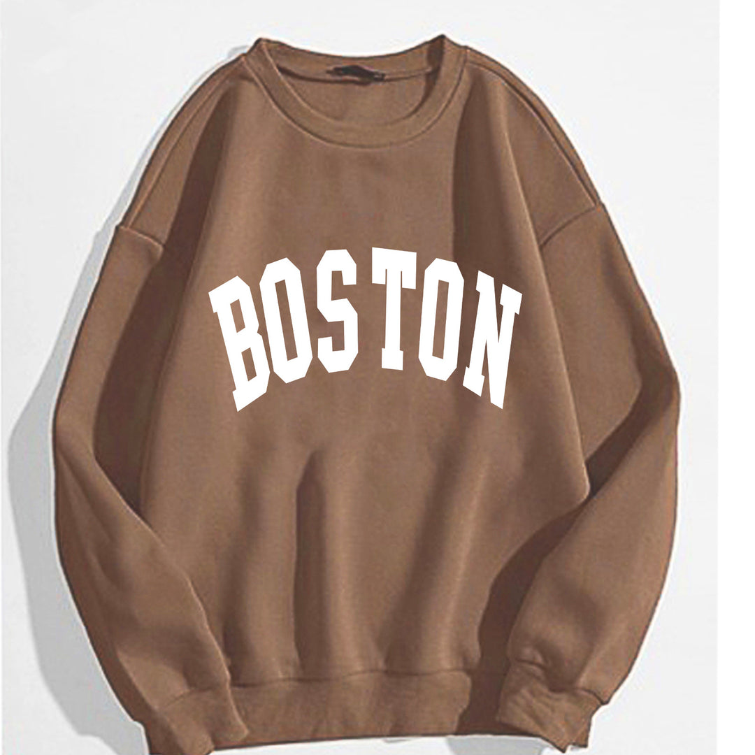 Women casual sweatshirt with Boston print Chic & Stil