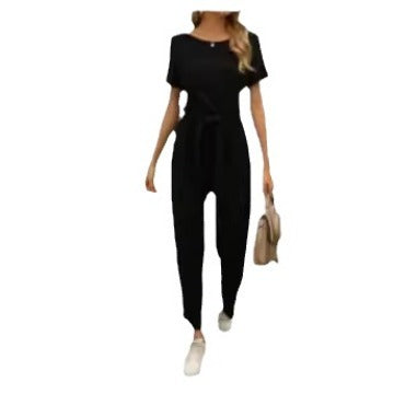 Women's jumpsuit with tie belt and wide legs Lune London