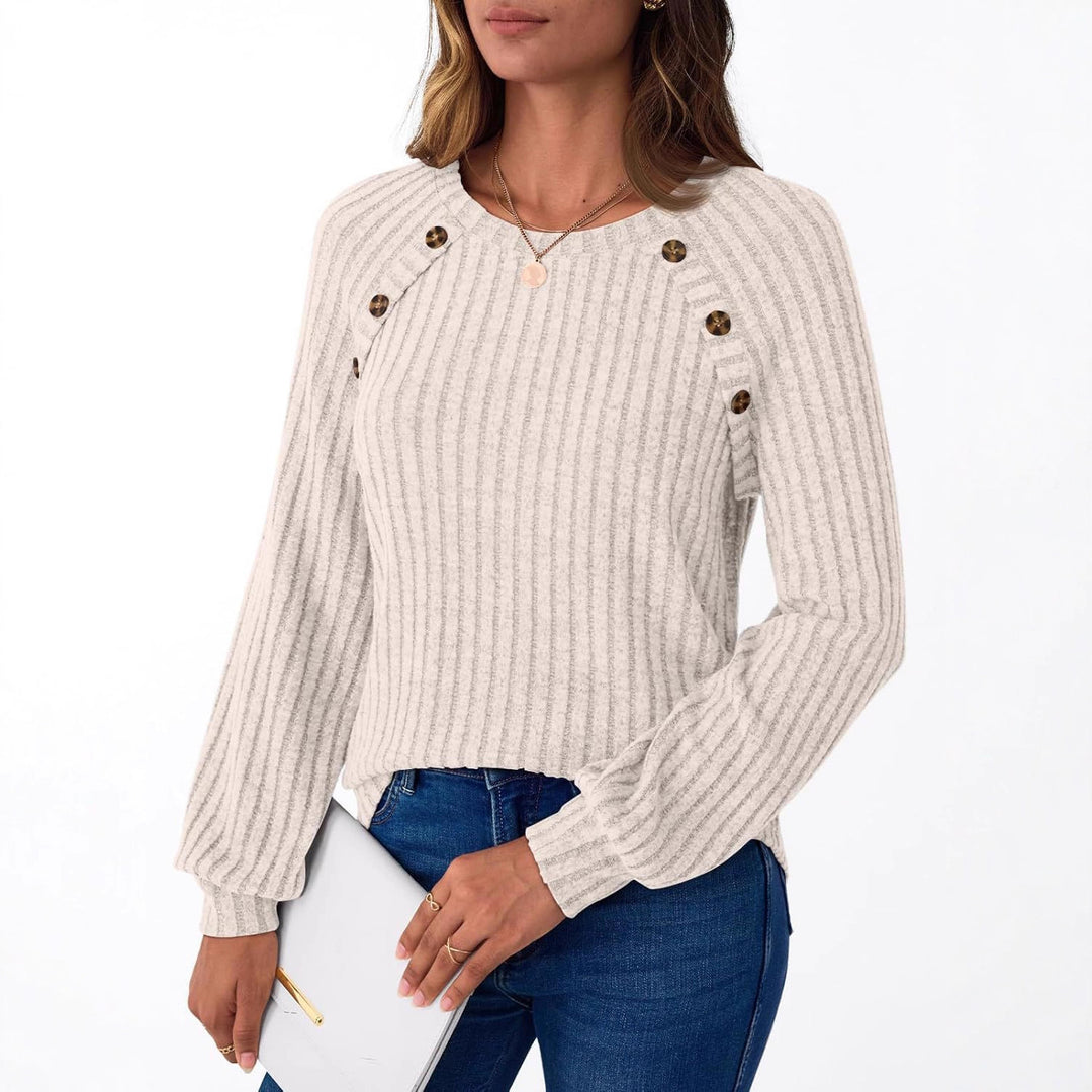 Knitted sweater for women with decorative buttons and fine ribbed structure Lune London