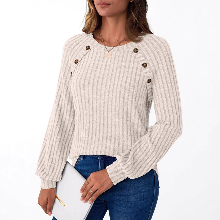 Knitted sweater for women with decorative buttons and fine ribbed structure Lune London