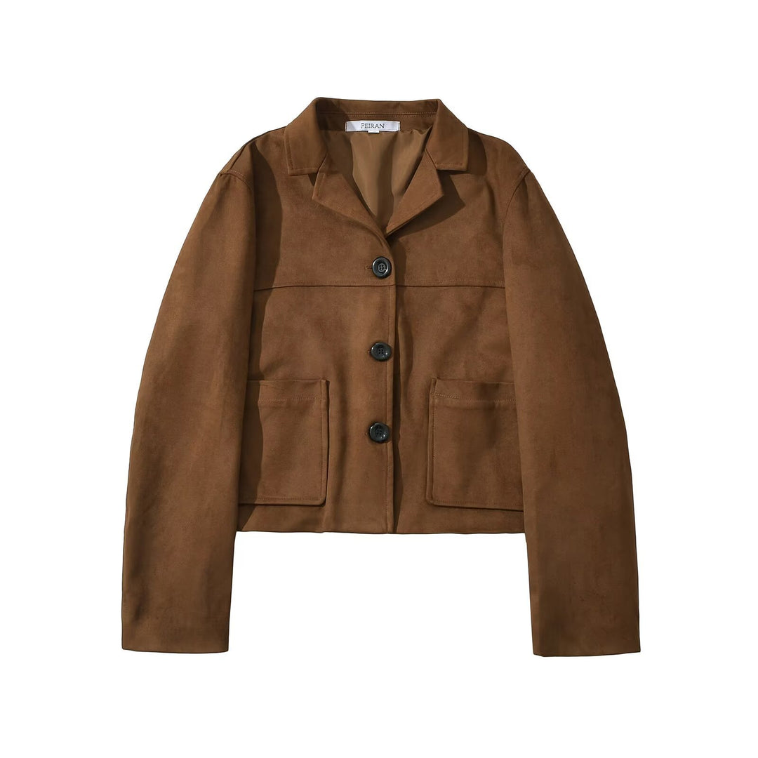 Ladies modular suede jacket with practical pockets and button closure Lune London