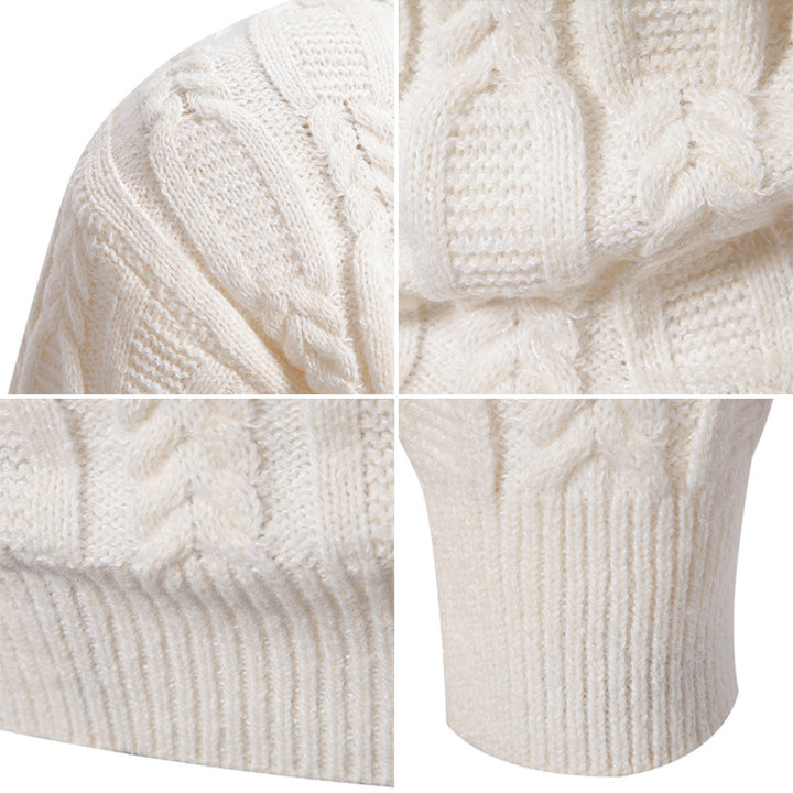 Men's roll neck sweater with ribbed cable pattern Lune London