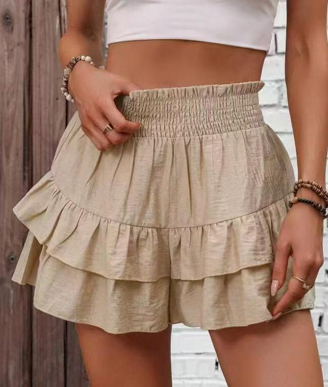 Women's Ruffle Mini Skirt with Elastic Waistband Lune London